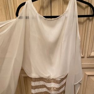 Open back sequined dress.